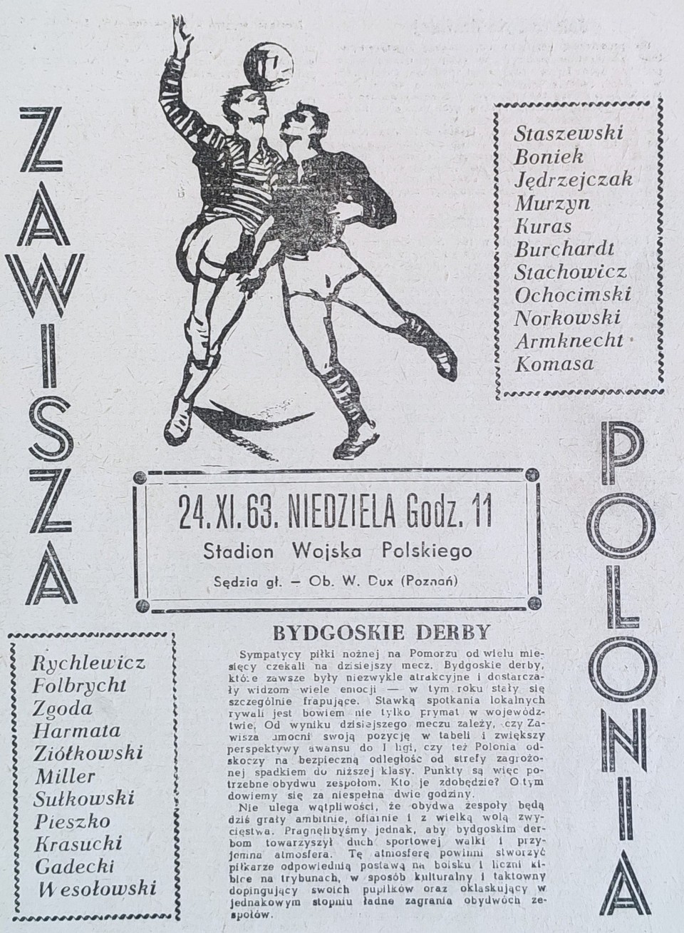 Program do derbowego meczu Zawisza - Polonia