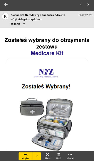 Tak wygląda ulotka wysyłana drogą elektroniczną