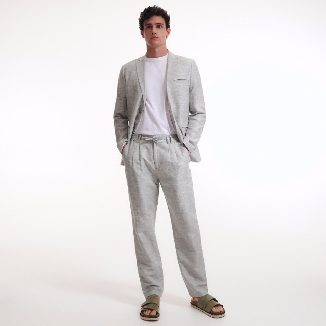 Reserved - Lniane spodnie typu comfort - Jasny szary