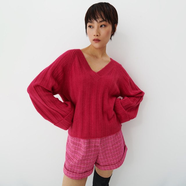Mohito - Sweter z dekoltem V - Różowy