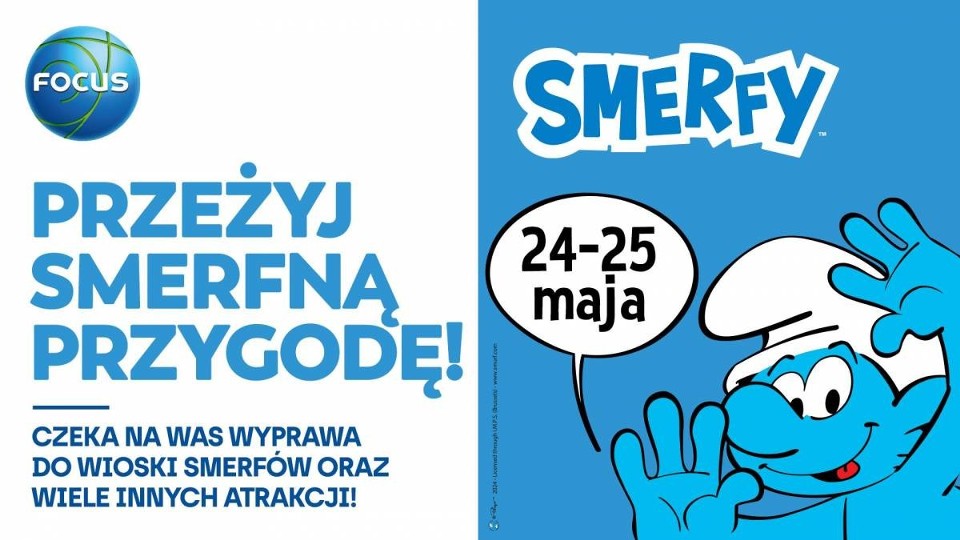 Magiczna Kraina Smerfów w ostatni weekend maja 2024 w Focusie w Bydgoszczy