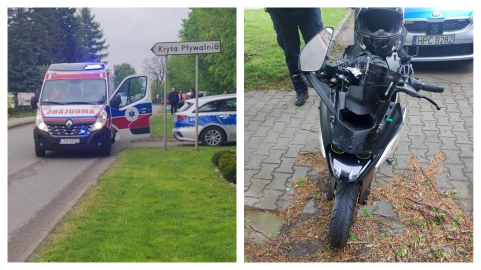 Zderzenie fiata z motocyklem na ulicy Kościuszki w...