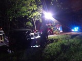 Wypadek w Klamrach. Audi czołowo uderzyło w drzewo. Zdjęcia