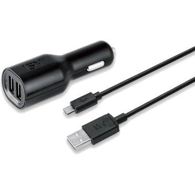 Ładowarka samochodowa ISY ICC-5200 USB - microUSB 2,4A Czarny