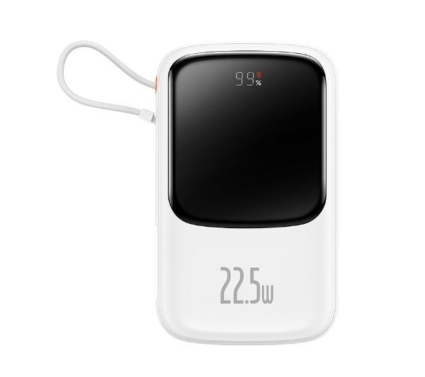 Baseus PPQD020102 Qpow Pro z kablem USB-C 10000mAh, PD 22,5W (biały)