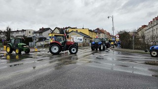 Protest rolników w Pińczowie. Ciągniki na ulicach, utrudnienia w ruchu