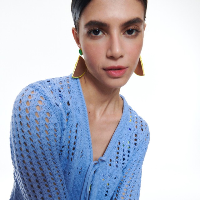 Reserved - Sweter z bawełny organicznej - Niebieski