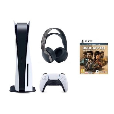 PlayStation 5 C Chassis + Uncharted: Kolekcja Dziedzictwo Złodziei + Słuchawki Pulse 3D Wireless Headset Szary Camo Konsola SONY INTERACTIVE ENTERTAIN