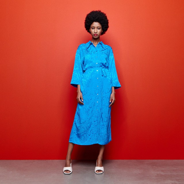 Reserved - Sukienka z abstrakcyjnym printem - Niebieski