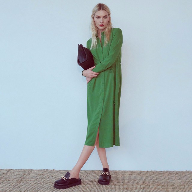 Reserved - Koszulowa sukienka - Zielony