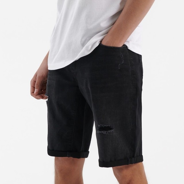 House - Szorty jeansowe slim fit Basic czarne - Czarny
