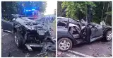 Poważny wypadek na DK16. Auto zostało zgniecione jak puszka