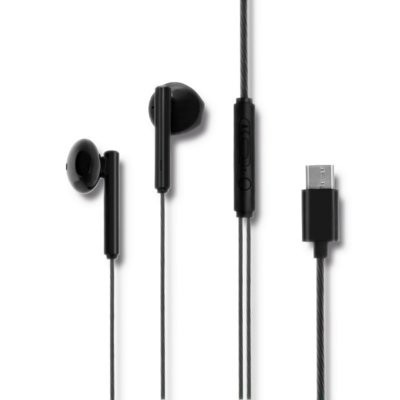 Qoltec Słuchawki dokanałowe | mikrofon | USB-C | czarne