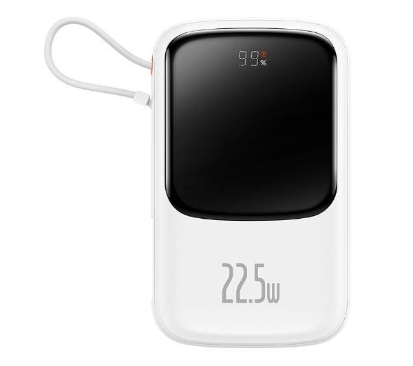 Baseus PPQD060102 Qpow Pro z kablem USB-C, 10000mAh, 22,5W (biały)
