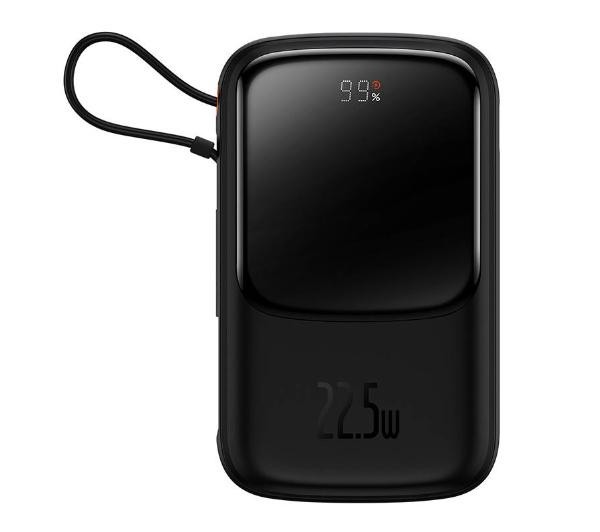 Baseus PPQD060101 Qpow Pro z kablem USB-C, 10000mAh, 22,5W (czarny)