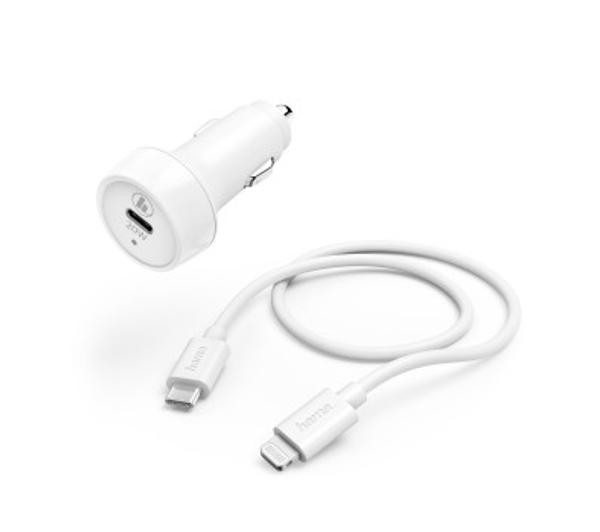 Hama Power Delivery 20W (biała) + kabel USB-C - Lightning