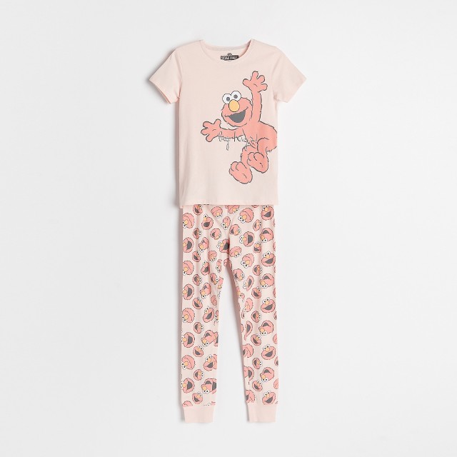 Reserved - Dwuczęściowa piżama Ulica Sezamkowa - Różowy