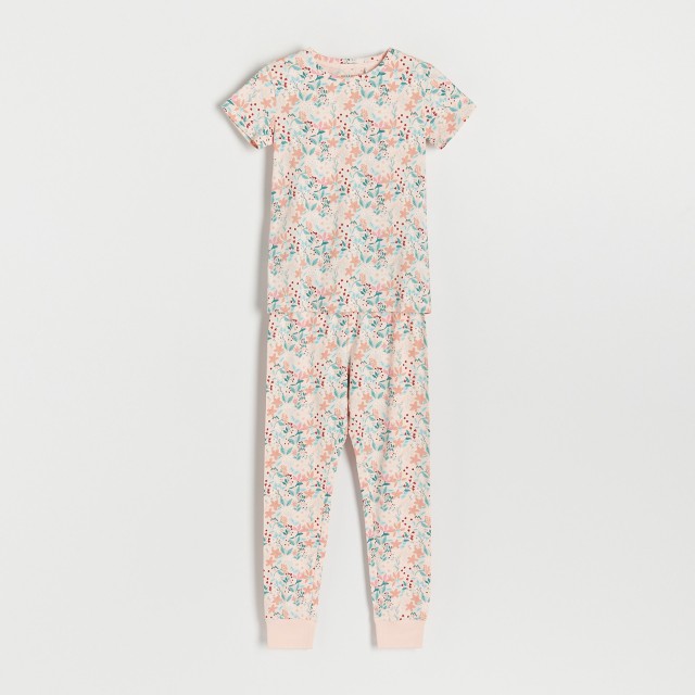 Reserved - Dwucześciowa piżama w kwiaty - Różowy