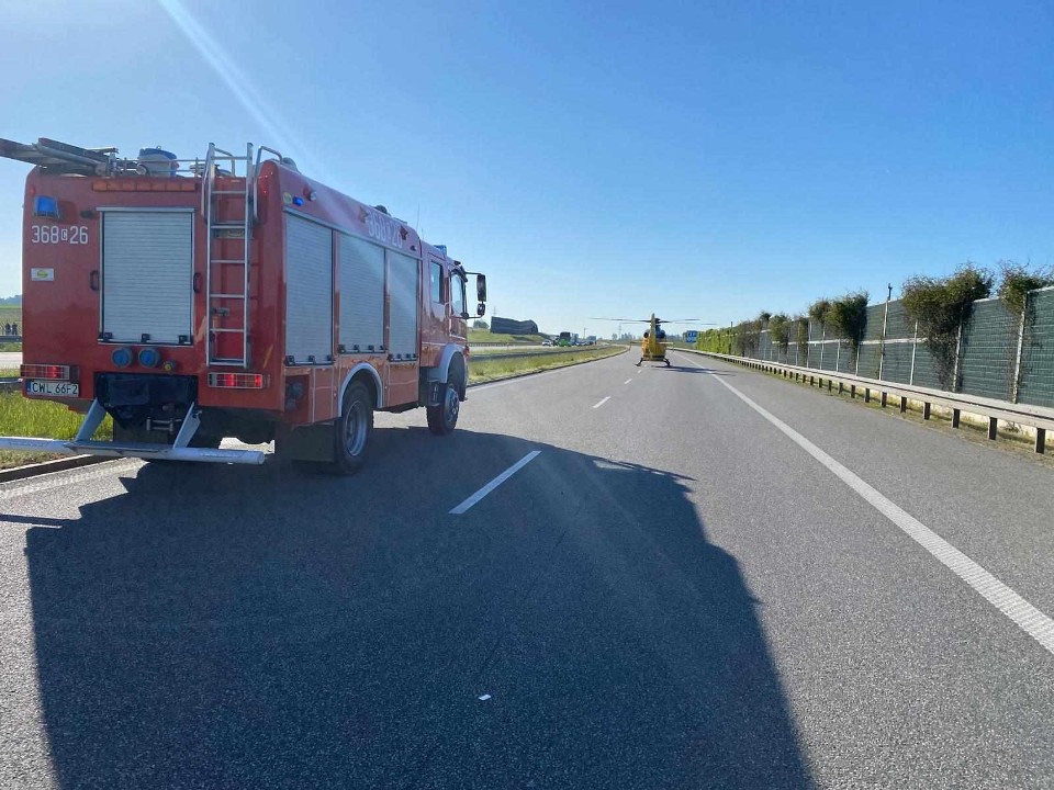 Wypadek na autostradzie A1 w gminie Kowal