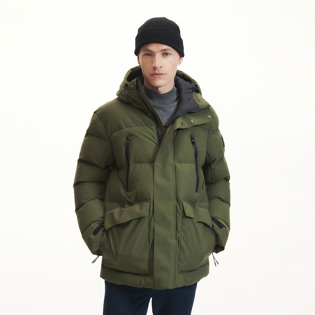 Reserved - Pikowana kurtka z kieszeniami cargo - Zielony