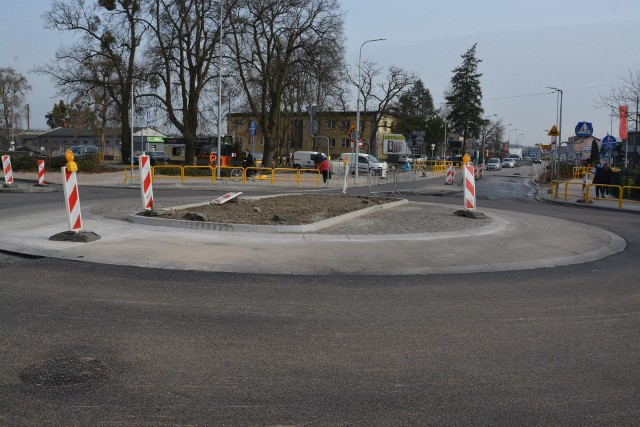 Tak było na placu budowy sępoleńskiego ronda w piątek, 15 marca.
