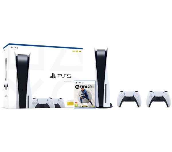 Sony PlayStation 5 (PS5) + dodatkowy pad (biały) + FIFA 23