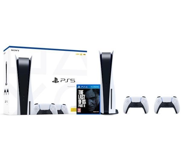 Sony PlayStation 5 (PS5) + dodatkowy pad (biały) + The Last of Us Part II