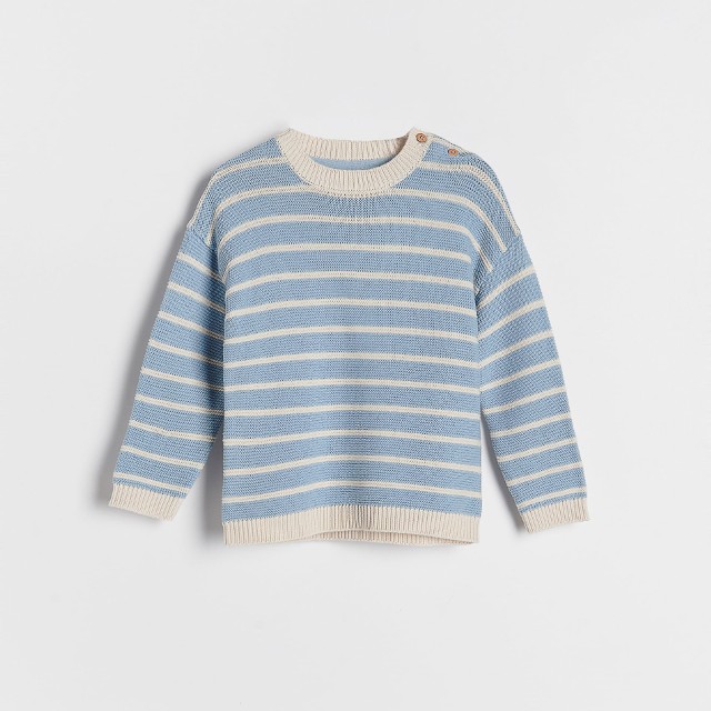 Reserved - Strukturalny sweter w paski - Niebieski