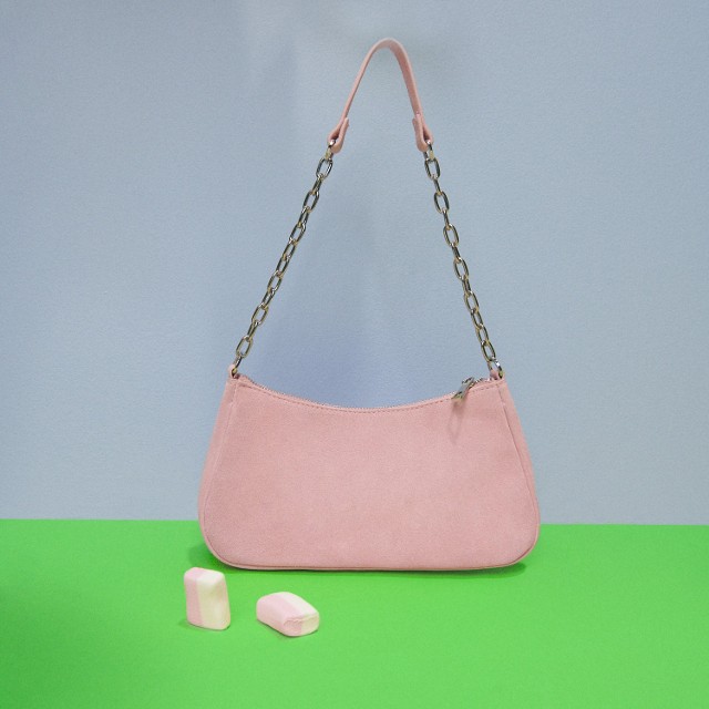 Reserved - Skórzana torba z łańcuchem - Różowy