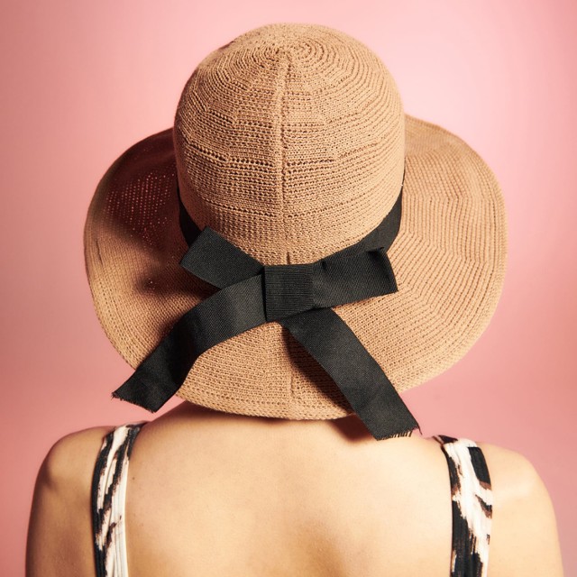 Reserved - Bawełniany kapelusz z kokardą - Beżowy