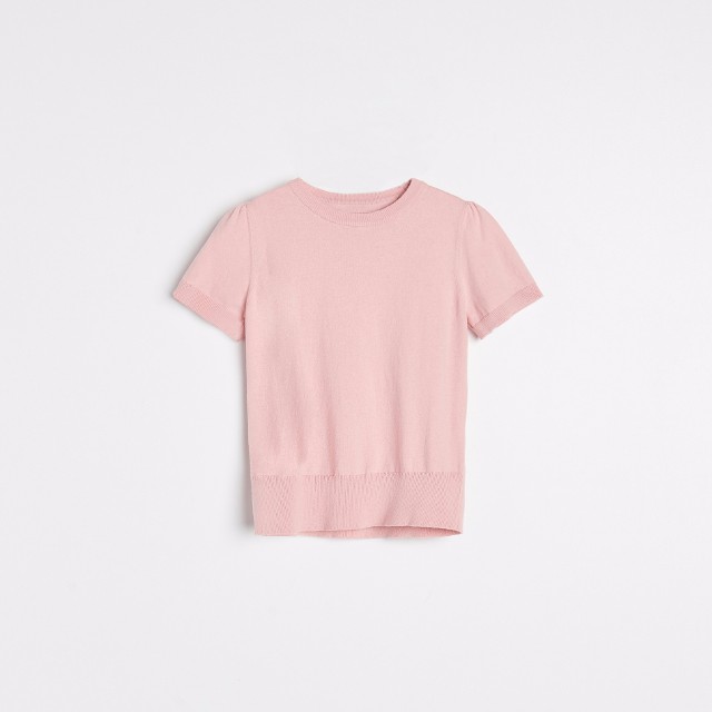 Reserved - Sweter z krótkim rękawem - Różowy