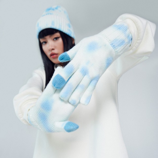 Cropp - Rękawiczki z efektem tie dye - Niebieski
