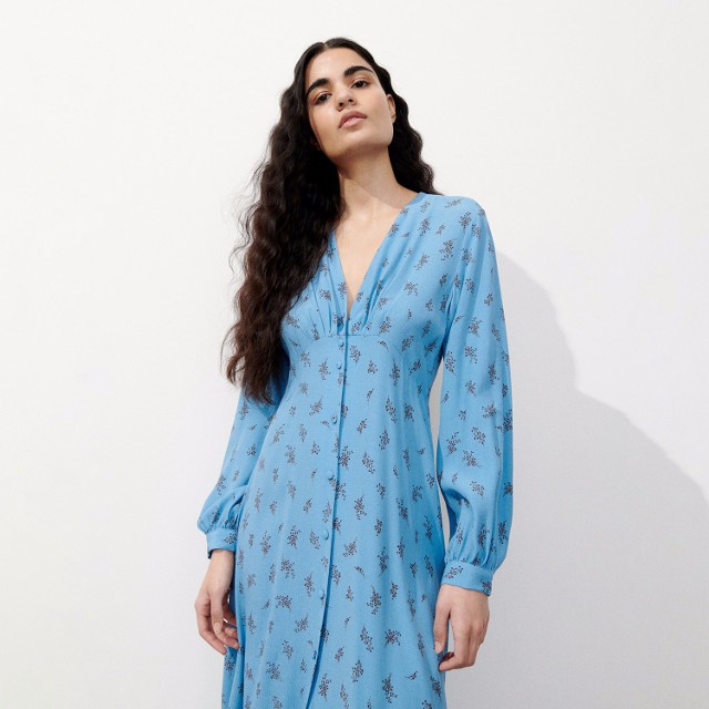 Reserved - Sukienka z EcoVero™ - Niebieski