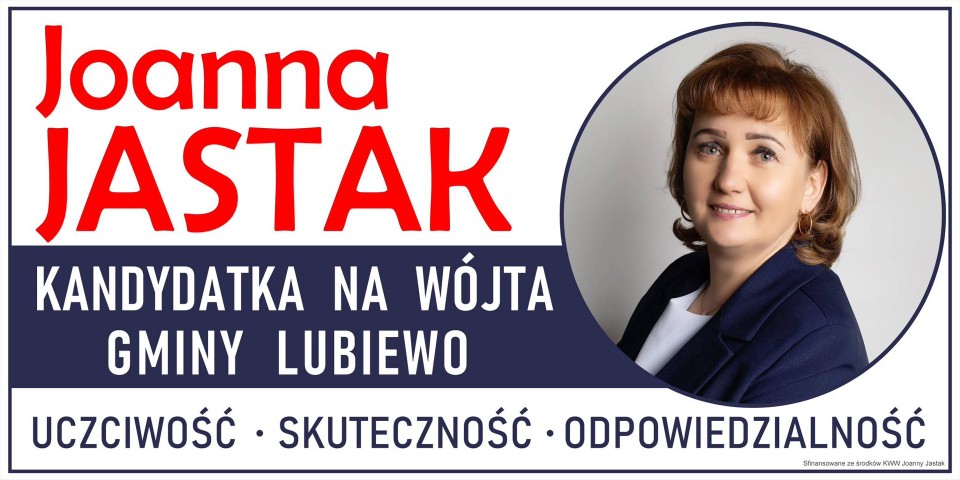 Joanna Jasta, czyli obecna wójt gminy Lubiewo.