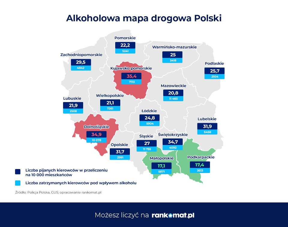 Tak wygląda Alkoholowa mapa drogowa Polski. Najwięcej...