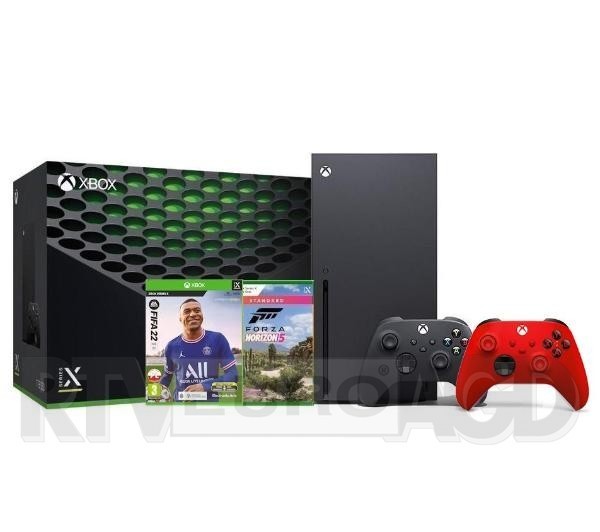 Xbox Series X + Forza Horizon 5 + FIFA 22 + dodatkowy pad (czerwony)