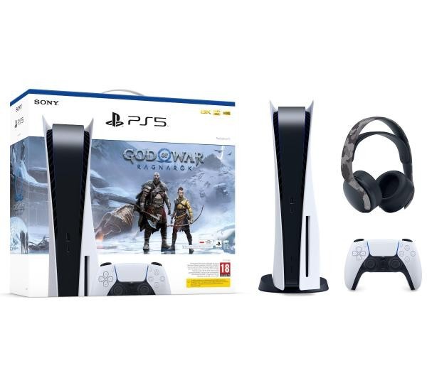 Sony PlayStation 5 (PS5) + God of War Ragnarok + słuchawki PULSE 3D (szary kamuflaż)