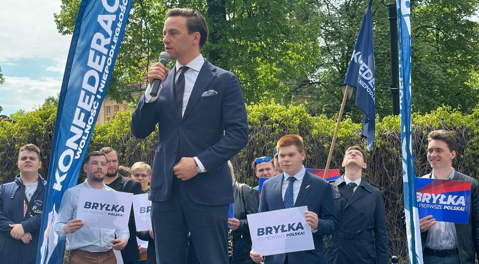 Krzysztof Bosak i Anna Bryłka przyjechali do Leszna. Marsz Konfederacji do Parlamentu Europejskiego 2024 