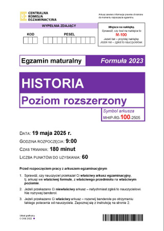 Matura rozszerzona z historii 2025. Arkusz CKE i odpowiedzi | Strefa