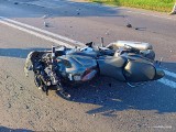 Wypadek z udziałem motocyklisty i ciężarówki na trasie Kotowo-Granowo