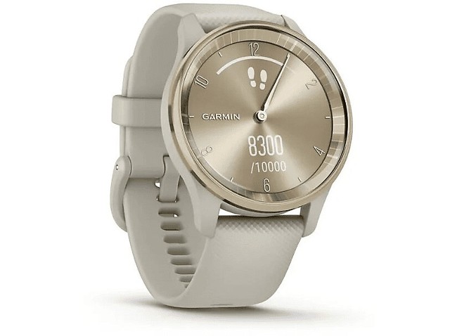 Smartwatch GARMIN Vivomove Trend Kremowozłoty 40mm 010-02665-02 z silikonowym paskiem w kolorze beżowym