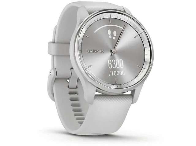 Smartwatch GARMIN Vivomove Trend Srebrny 40mm 010-02665-03 z silikonowym paskiem w kolorze szarym