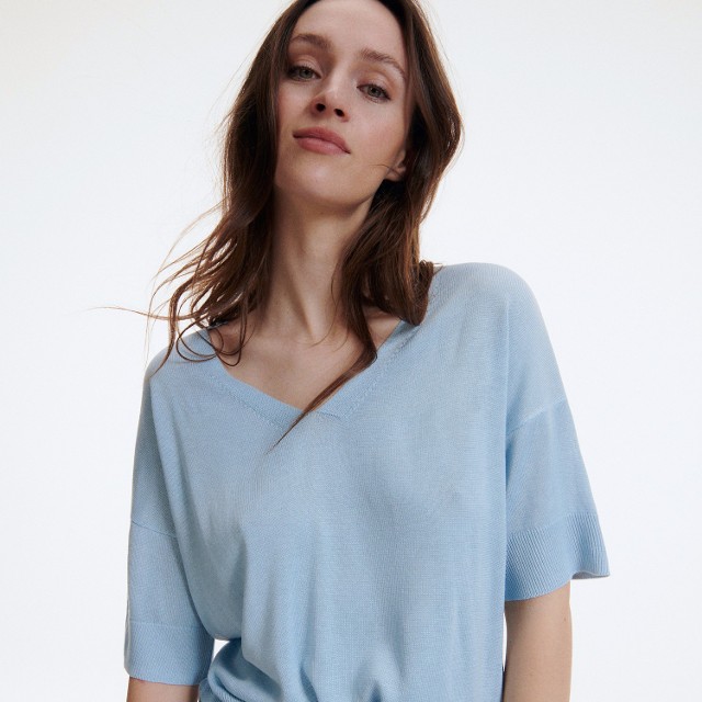 Reserved - Dzianinowa bluzka - Niebieski