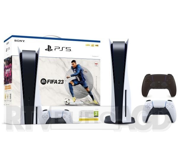 Sony PlayStation 5 (PS5) + FIFA 23 + dodatkowy pad (czarny)