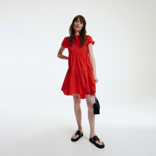 Reserved - Koszulowa sukienka - Czerwony
