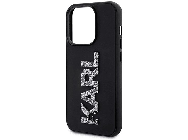 Etui KARL LAGERFELD 3D Rubber Glitter Logo do iPhone 15 Pro 6,1 cala Czarny KLHCP15L3DMBKCK