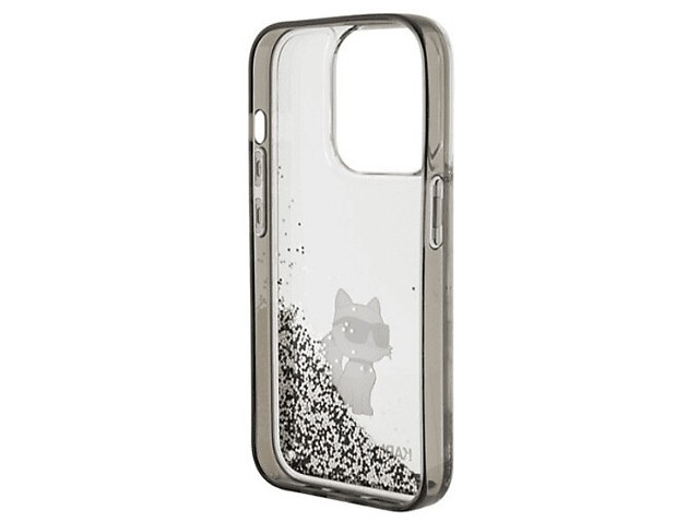 Etui KARL LAGERFELD Hardcase Liquid Glitter Choupette do iPhone 15 Pro 6,1 cala Przezroczysty KLHCP15LLKCNSK