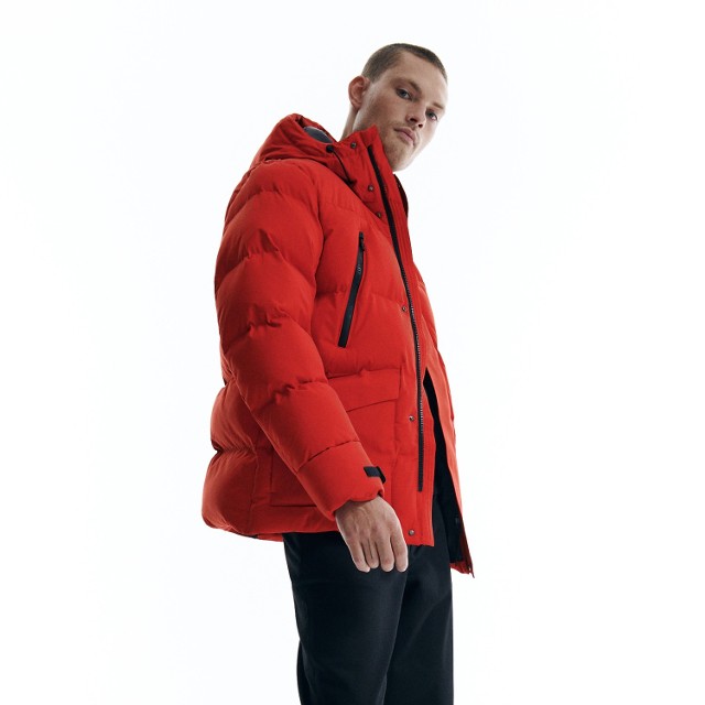 Reserved - Pikowana kurtka z kieszeniami cargo - Czerwony