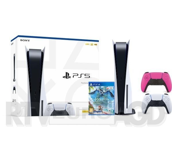 Sony PlayStation 5 + Horizon Forbidden West + dodatkowy pad (różowy)