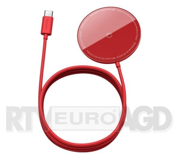 Baseus Ładowarka indukcyjna z magnesem Simple Mini, MagSafe do iPhone 12/13, 15W (czerwony)